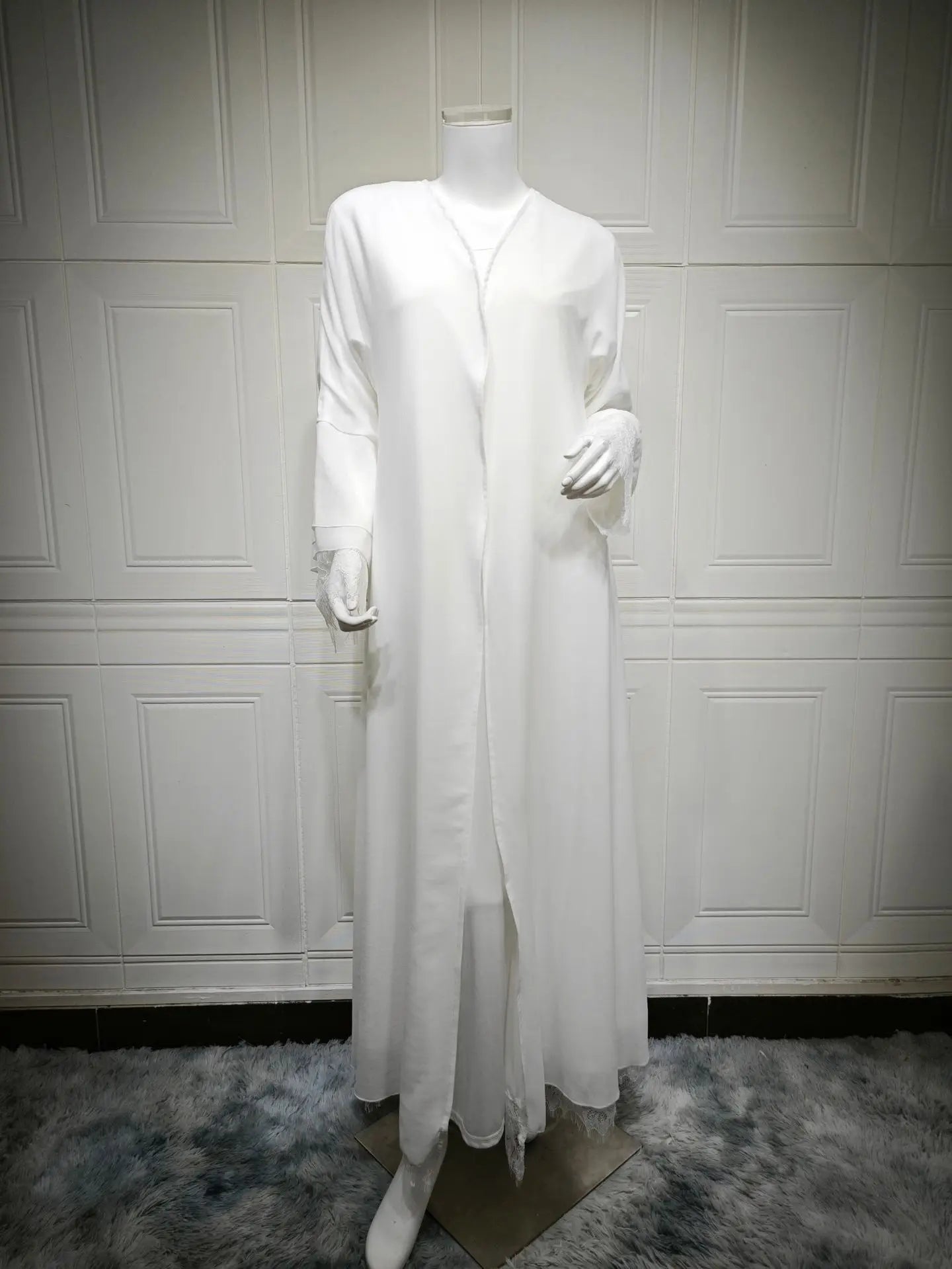 White Purity – The Solid Open Abaya with Hijab for the Muslim Woman in America