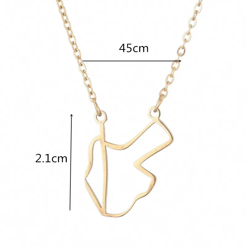Jordan Map Outline Pendant – Gold-Tone Country Necklace for Men & Women