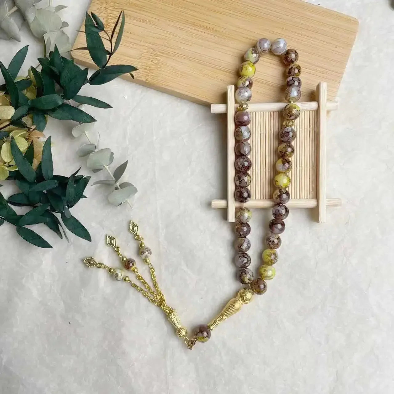 10mm 33 Beads Tassel Glass Muslim Prayer Beads Tasbih Islamic Tasbeeh Charm Bracelet Allah Mohammed Ramadan Arabic Jewelry Gifts