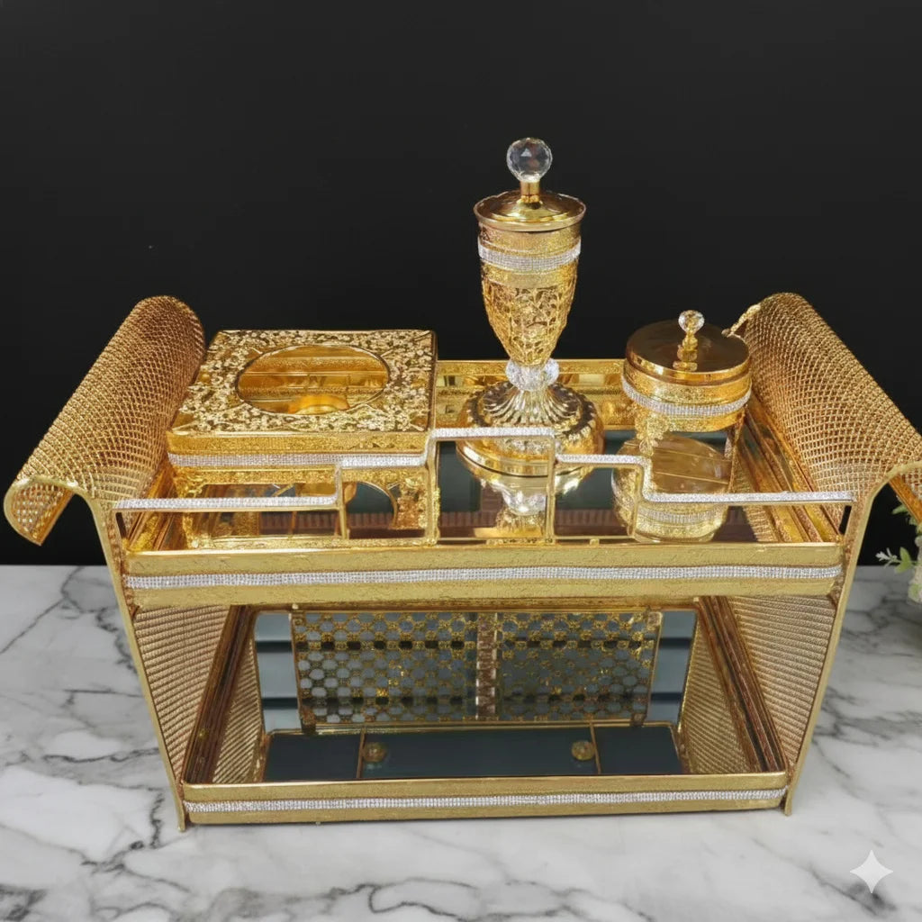 Newest Design Decorative Metal Ethiopian Mid-East Coffee & Tea Set Rekebot Coffee Table with Jebena Holder