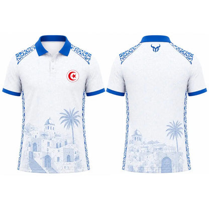 Tunisia Flag & Cityscape Polo – Unisex Breathable Short Sleeve Top