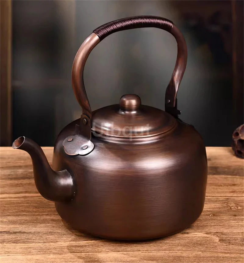 3L Pure Red Copper Boiling Kettle Handmade Vintage Copper Pot Home Teapot For Gas/Induction Cooker Tea Infuser Health Tea Kettle