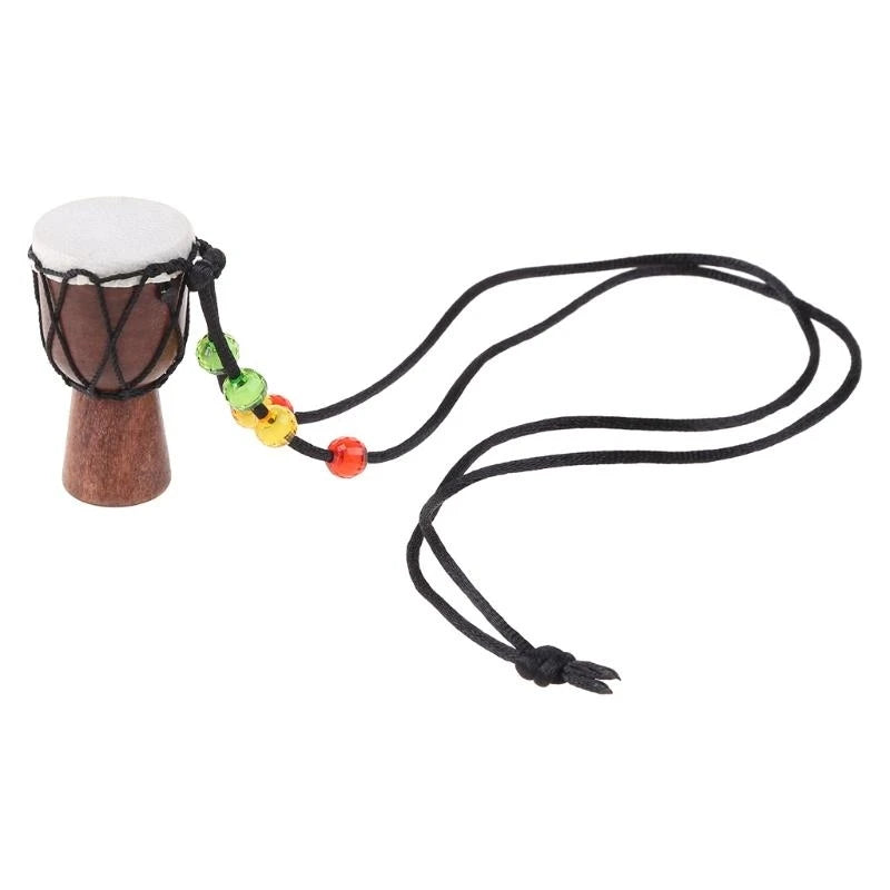 F92E Mini Djembe Percussion African Hand Drum Pendant Drummer Present for Learning Drume Beginner Starter Tool