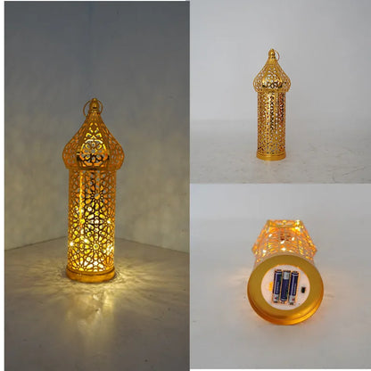 Morocco Festival Lights Metal LED Wind Lantern Ramadan Decorations for Home DIY Hanging Ornaments Muslim Islam Party Decor Gifts