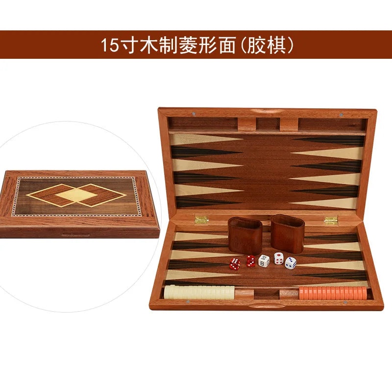 11/13/15/17/19 Inch Wooden Backgammon Set - Classic Board Game for Home & Party Entertainment