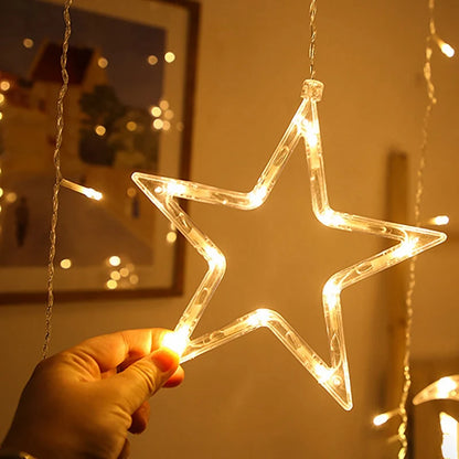 Moon Star Led Curtain Garland String Light EID Mubarak Ramadan Decorations 2025 Home Decor Islam Muslim Event Party Supplies