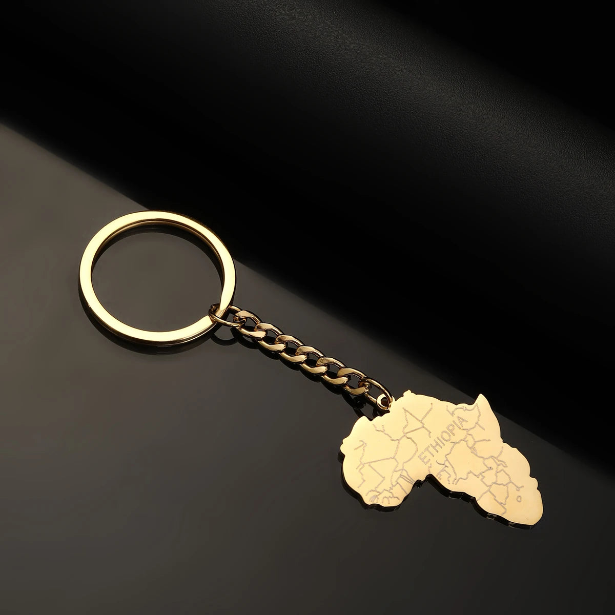 Africa Map Keychain – Stainless Steel Hip-Hop Jewelry, Morocco to South Africa