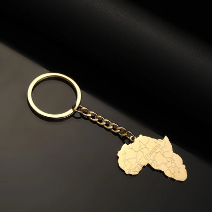 Africa Map Keychain – Stainless Steel Hip-Hop Jewelry, Morocco to South Africa