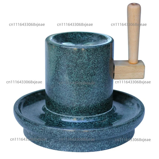 Blue Stone Tea Mill Handmade Bucket Tea Set Matcha Stone Grinding Disc Grinding Tool Small Stone Mill Household  Grinder