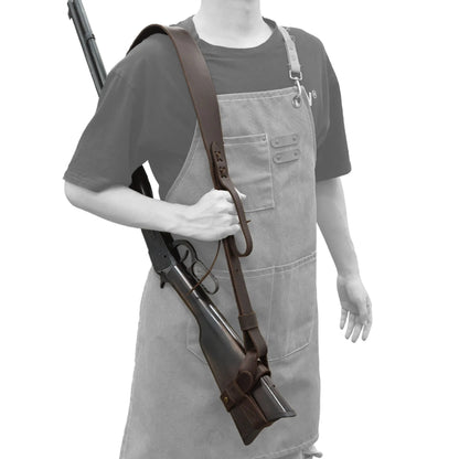 WAYNE'S DOG 1 Combo LeatherRifle Gun No Drill Harnessed Buttstock Holder with Barrel Mount with Matched Gun Sling Shoulder Strap