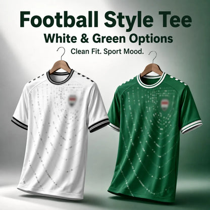 Iraq Inspired Football Jersey Men Quick Dry Breathable Short Sleeve Soccer Shirt Fans Outdoor Sports Casual Tee Green White