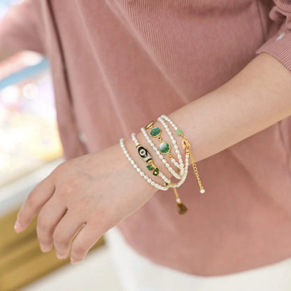 S925 Silver Chinese Multi-use Jewelry, Rice Pearl Mixed Jade Amber Dzi Bead Multi-loop Bracelet & Long Necklace