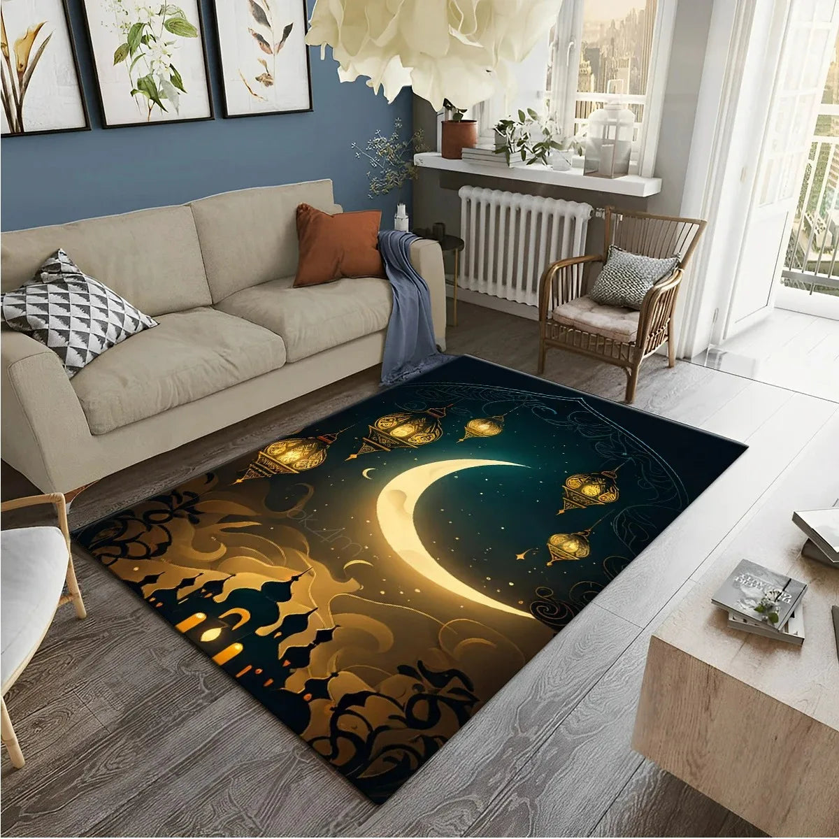 Muslim Prayer Rug – HD Printed Ramadan Worship Carpet | Non-Slip Washable Floor Mat for Living Room, Bedroom & Home Decor