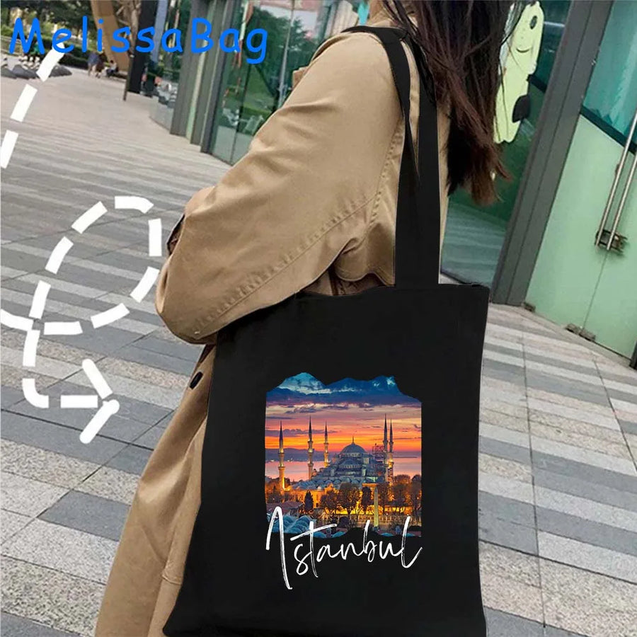 Istanbul in Watercolor – Sultan Ahmed & Galata Skyline Tote