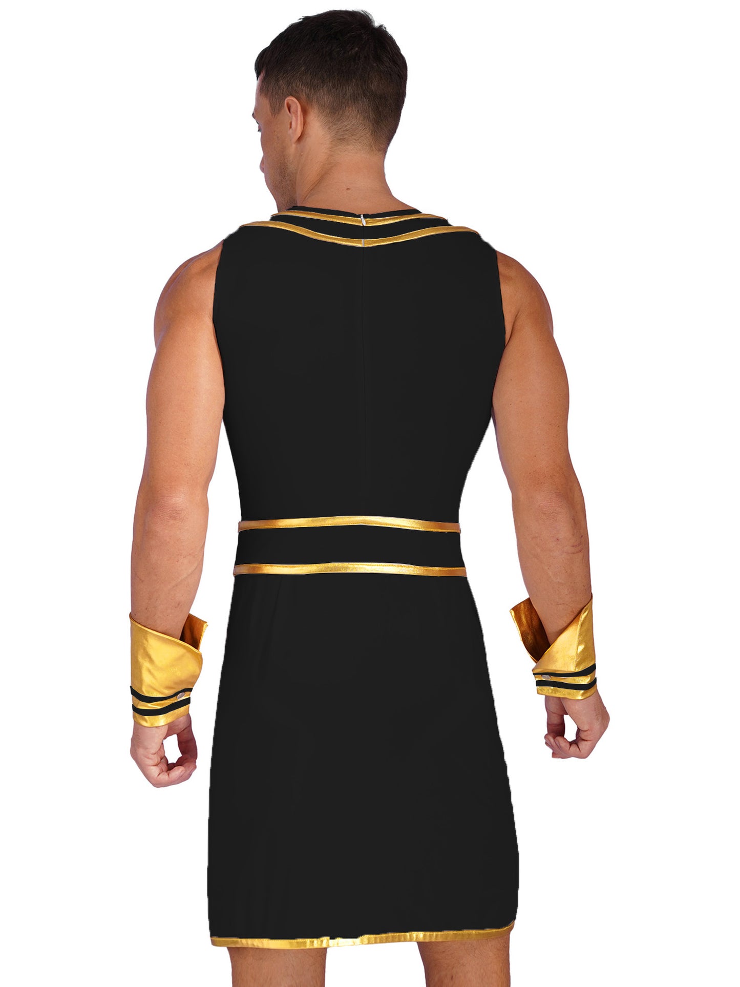 Pharaoh & Spartan Robe Costume – Men's Egyptian God Cosplay with Cuffs