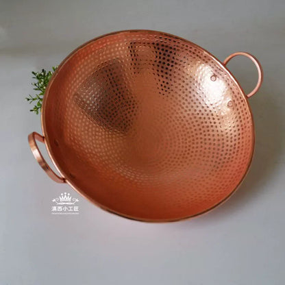 Pure Copper Customized Frying Pan Handmade Double Handle Large Household Wok Pot