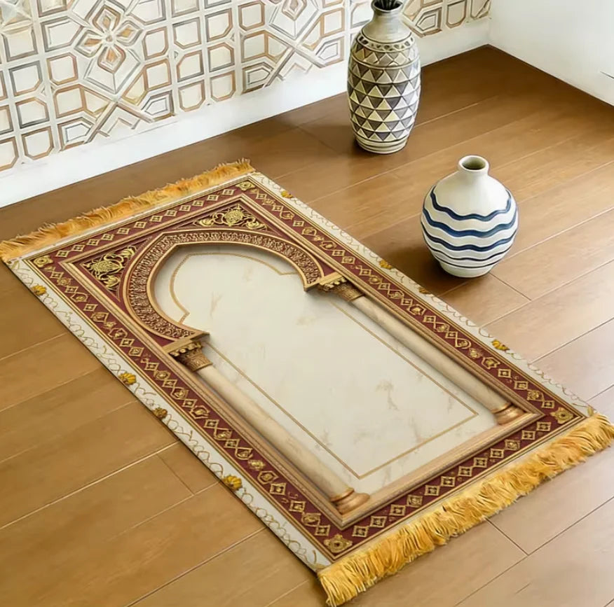 2D Flat Prayer Mat Night Sky and Mosque Rug Lightweight Travel Foldable Portable Ramadan Eid Mubarak Prayer Mat, 2D Flat
