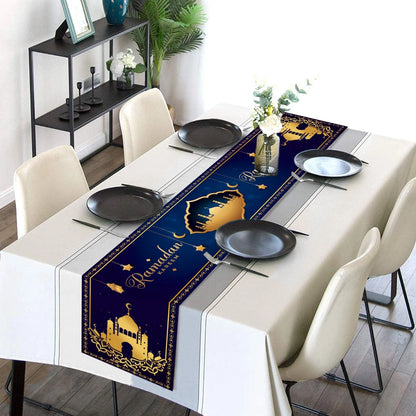 EID Mubarak Decoration Table Runner Ramadan Decor 2024 For Home Tablecloth Ramadan Kareem Islamic Muslim Party Eid Al-Fitr Gifts