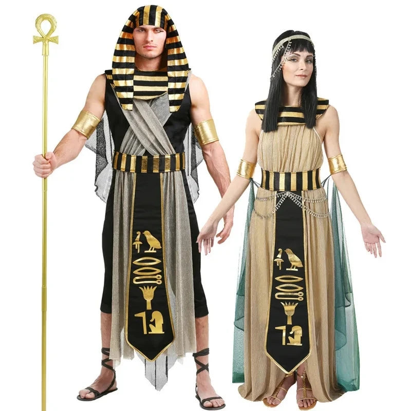 Pharaoh & Cleopatra Couple Costume – Egyptian King & Queen Cosplay Set