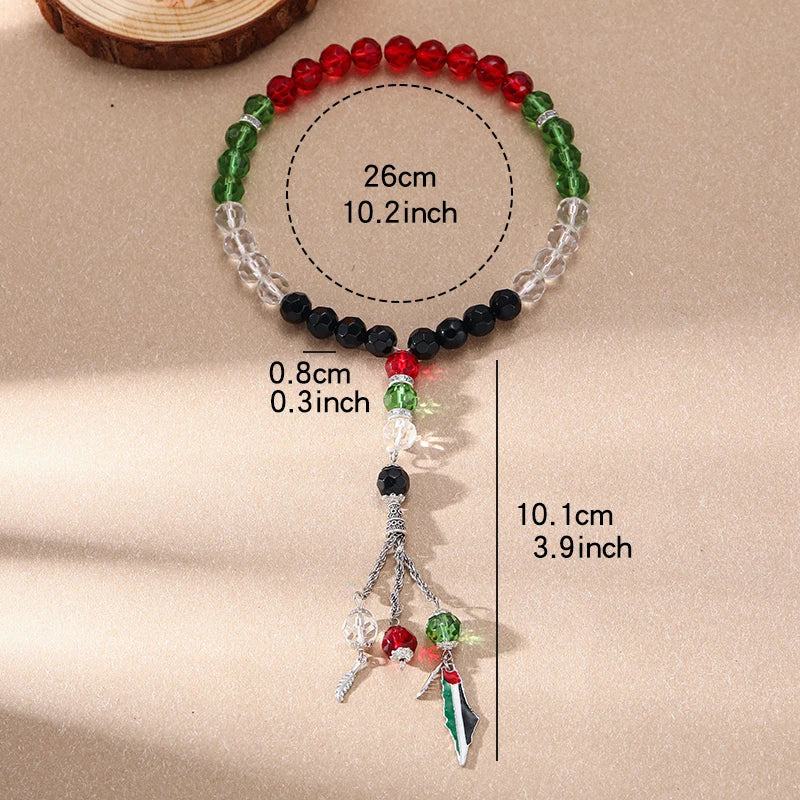 Religious Tokens Country Map Bracelet Muslim Small Bead Acrylic Rosary Beads Worship Bracelet Eid Islamic Prayer Bead