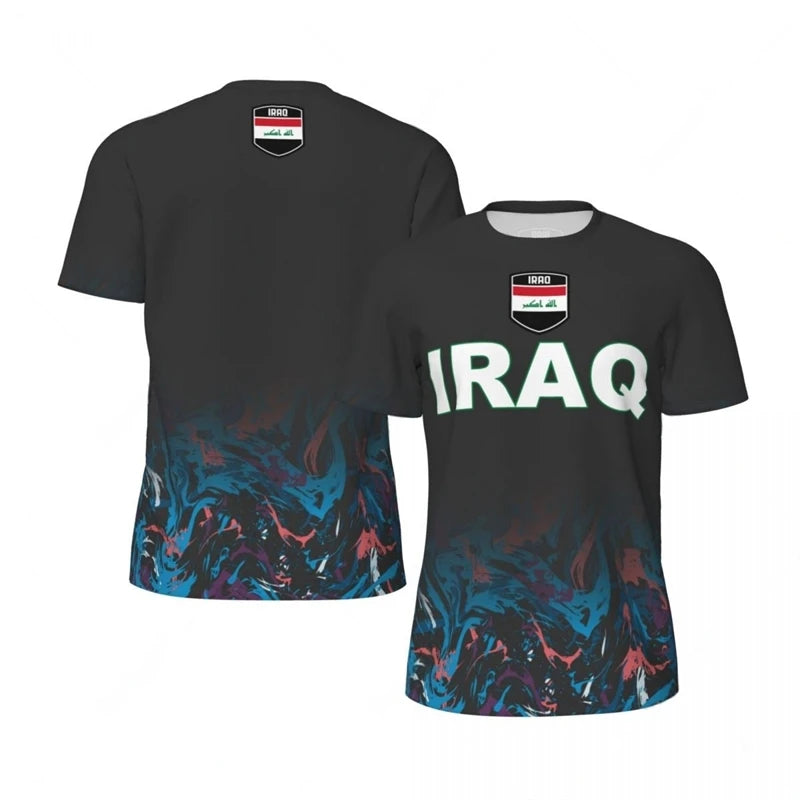 Iraq Flag Graphic Mens Football Jersey Fashion National Emblem 3D Printed Sports T Shirt Casual Oversized Breathable Tees Tops