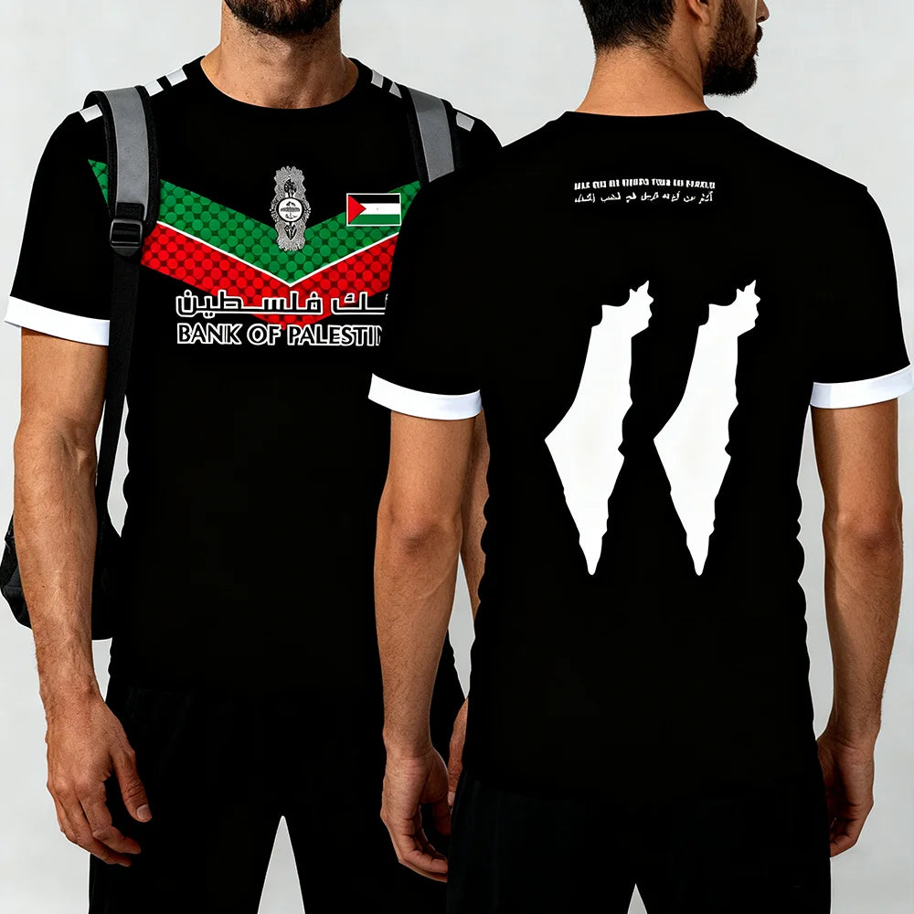 Palestine Football Jersey Youth & Adults Breathable Outdoor Soccer Training Uniform Palestinian Flag Digitally Printed T-shirt