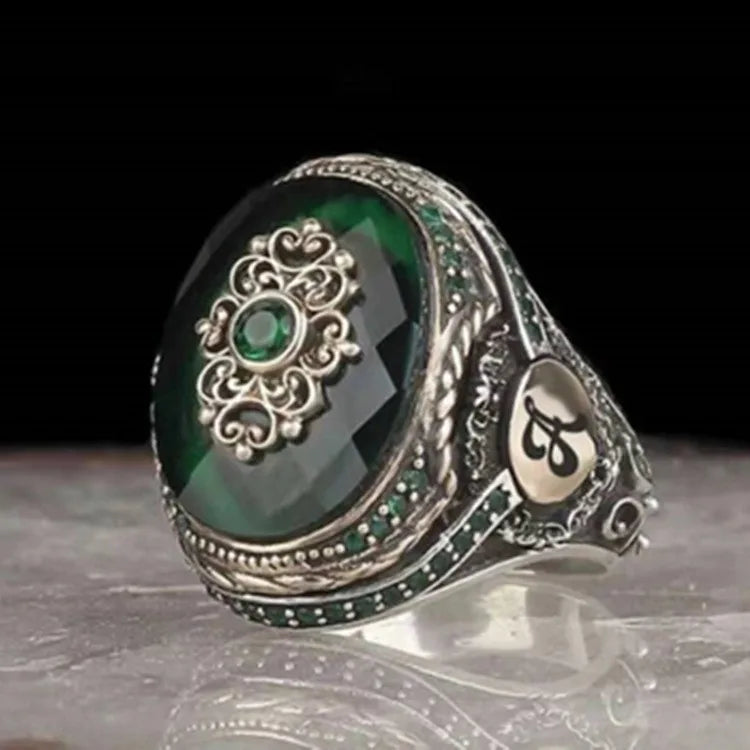 Turkish Men's Ring Vintage Black Zircon Fashion Punk Wind Islamic Religious Muslim Jewelry