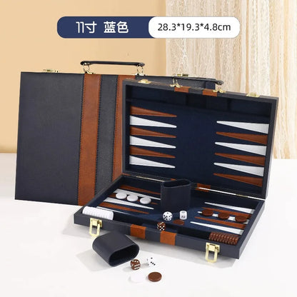 11 Inch Wholesale High Quality Travel Size Leather Backgammon Board Game Set Made in China
