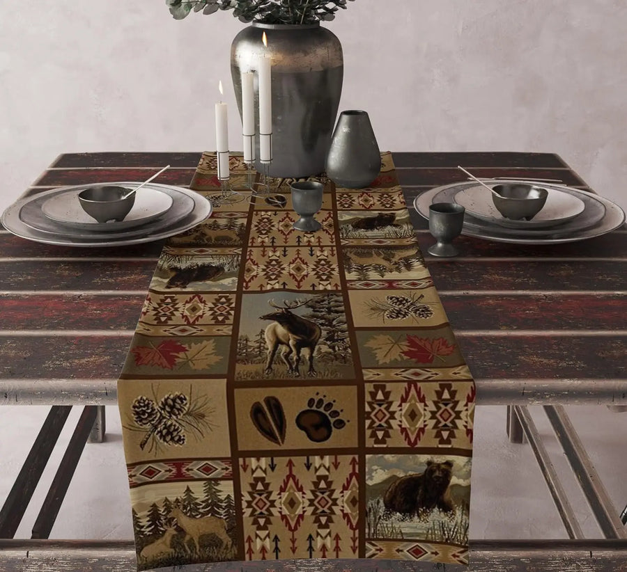 The Aztec Linen – Boho Abstract Geometric Table Runner