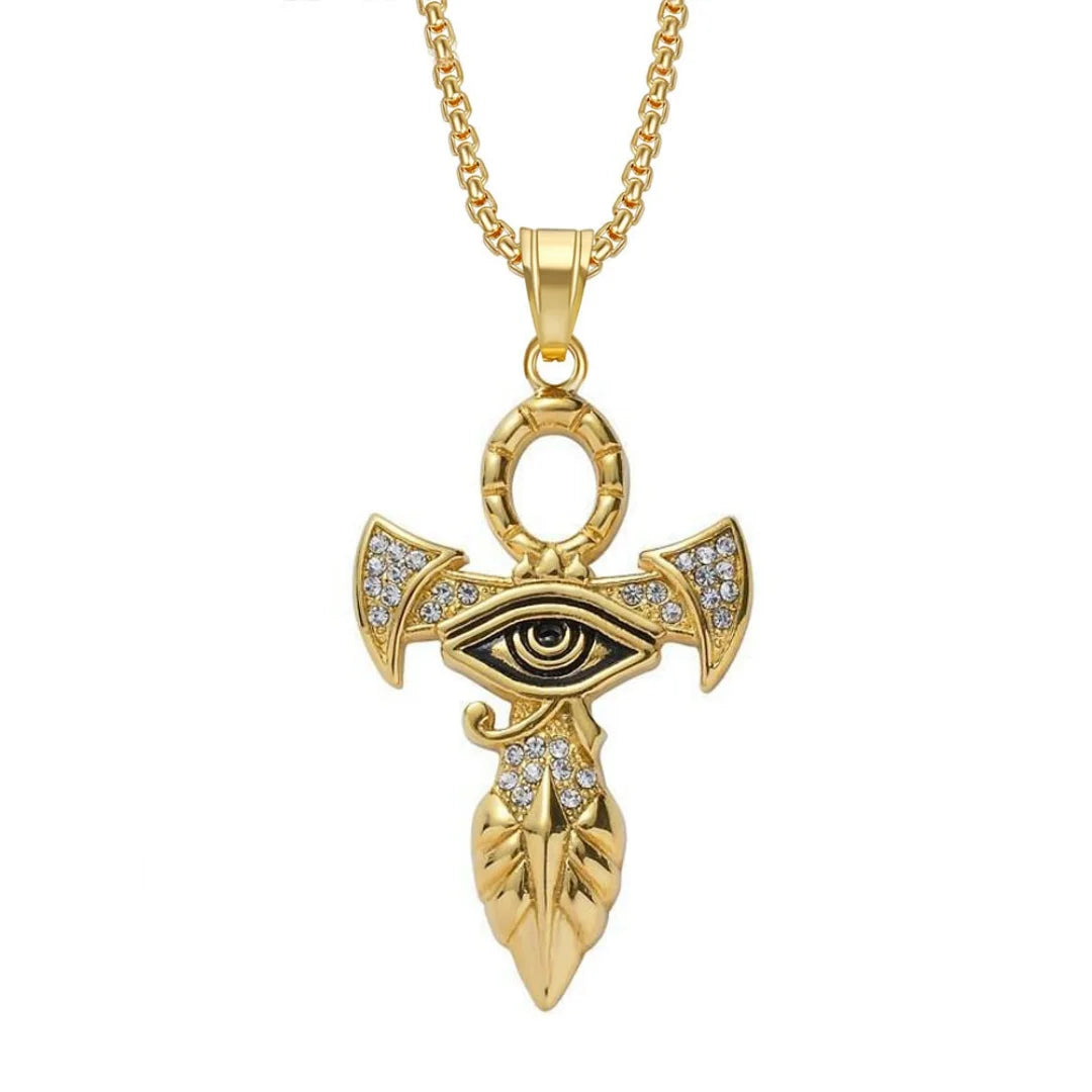 Gold Ankh Cross Pendant – Stainless Steel Key of Life Necklace for Men & Women