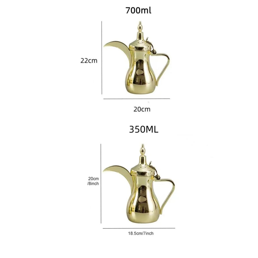 Golden Arabic Coffee Kettle – 304 Stainless Steel, Long Spout, 500/700ml