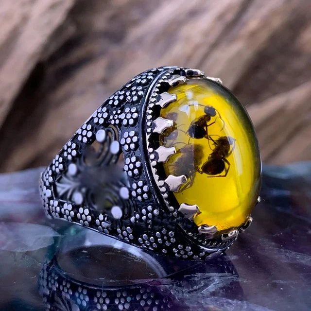 Turkish Men's Ring Vintage Black Zircon Fashion Punk Wind Islamic Religious Muslim Jewelry