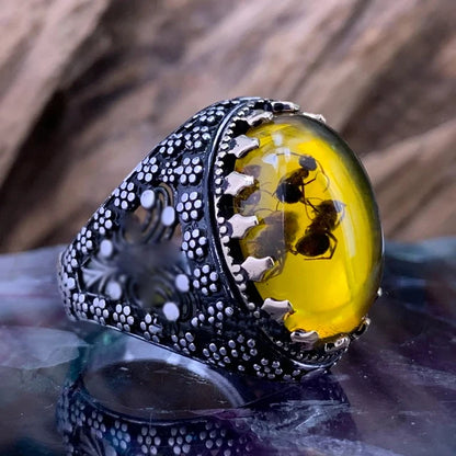 Turkish Men's Ring Vintage Black Zircon Fashion Punk Wind Islamic Religious Muslim Jewelry