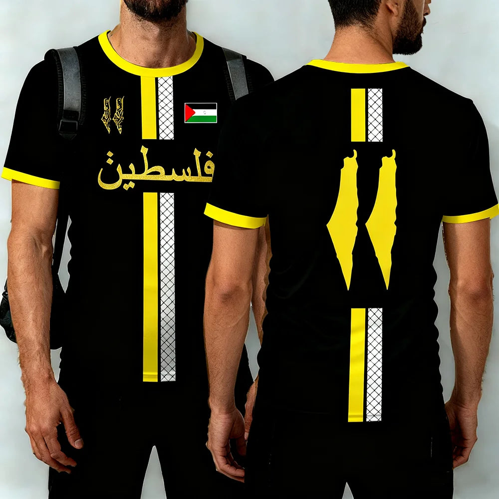 Palestine Football Jersey Youth & Adults Breathable Outdoor Soccer Training Uniform Palestinian Flag Digitally Printed T-shirt