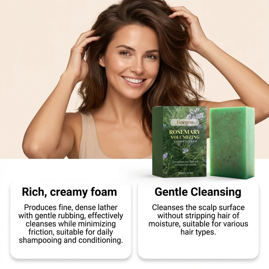 Rosemary Volumizing Shampoo Bar Natural Olive Coconut Oil Solid Soap Hair Cleansing Refreshing Smooth Lightweight Hair Care