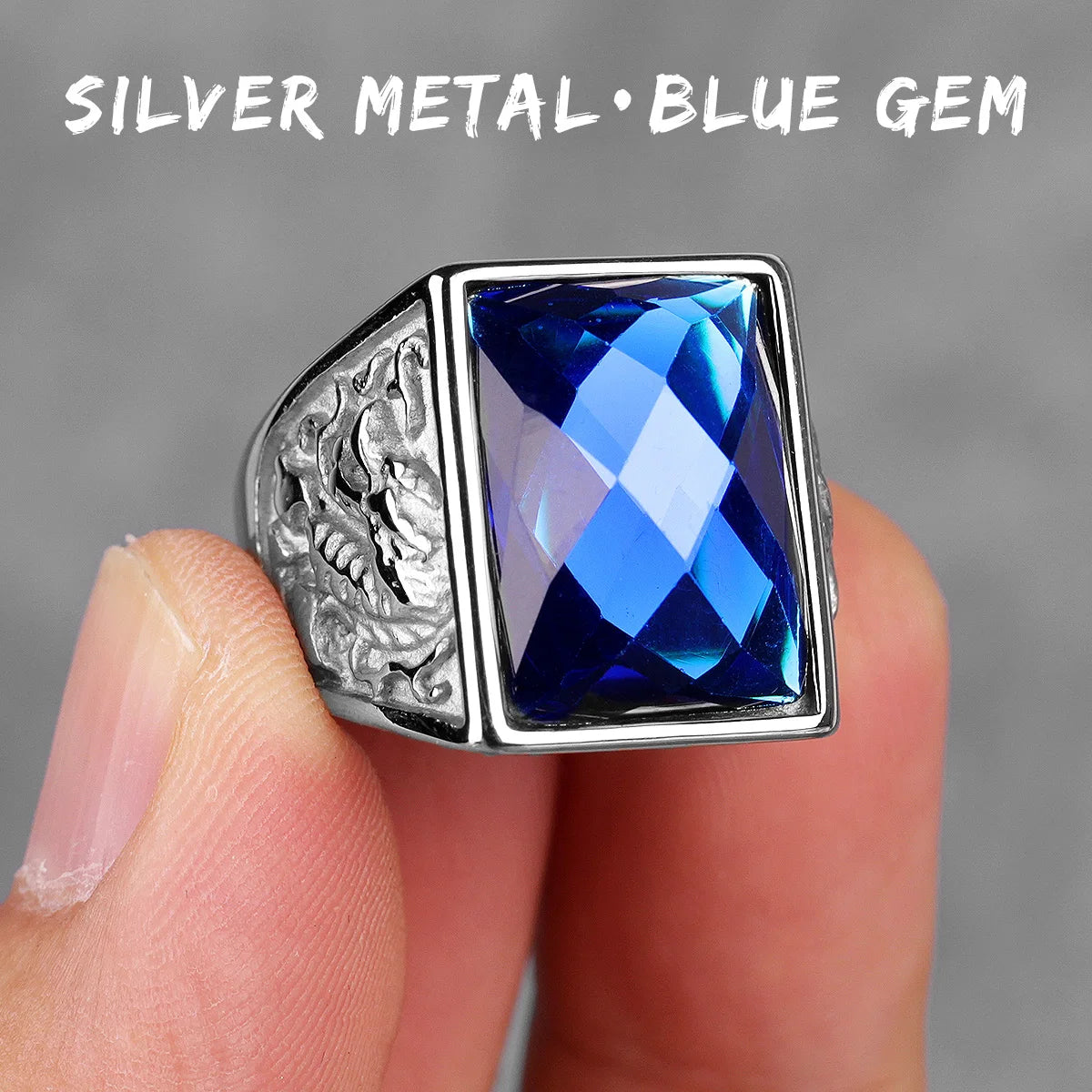 Stainless Steel Mens Rings Gold Silver Color Red Blue Rhinestone Simple Luxury for Male Boy Jewelry Creativity Gift Wholesale