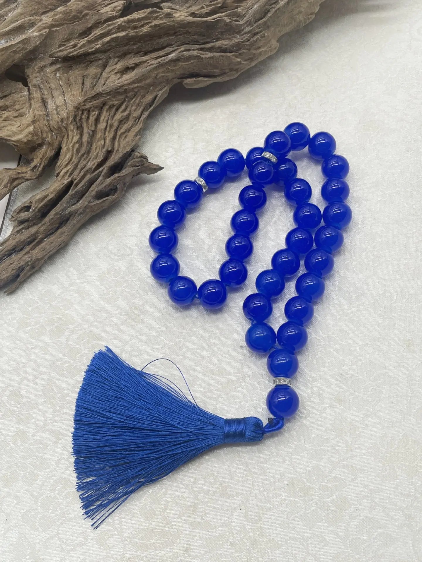 Elegant Glass Tasbih with Classic Tassel, Bohemian Islamic Prayer Beads Bracelet, Arabic Style Rosary for Daily Wear & Prayer