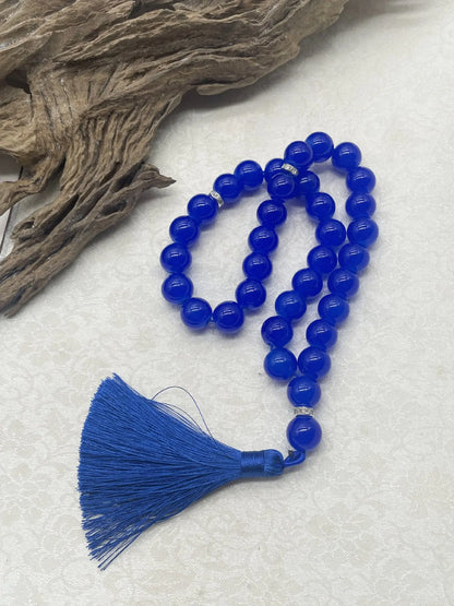 Elegant Glass Tasbih with Classic Tassel, Bohemian Islamic Prayer Beads Bracelet, Arabic Style Rosary for Daily Wear & Prayer