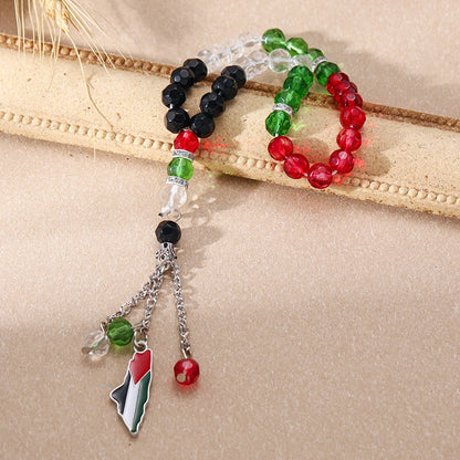 Religious Tokens Country Map Bracelet Muslim Small Bead Acrylic Rosary Beads Worship Bracelet Eid Islamic Prayer Bead