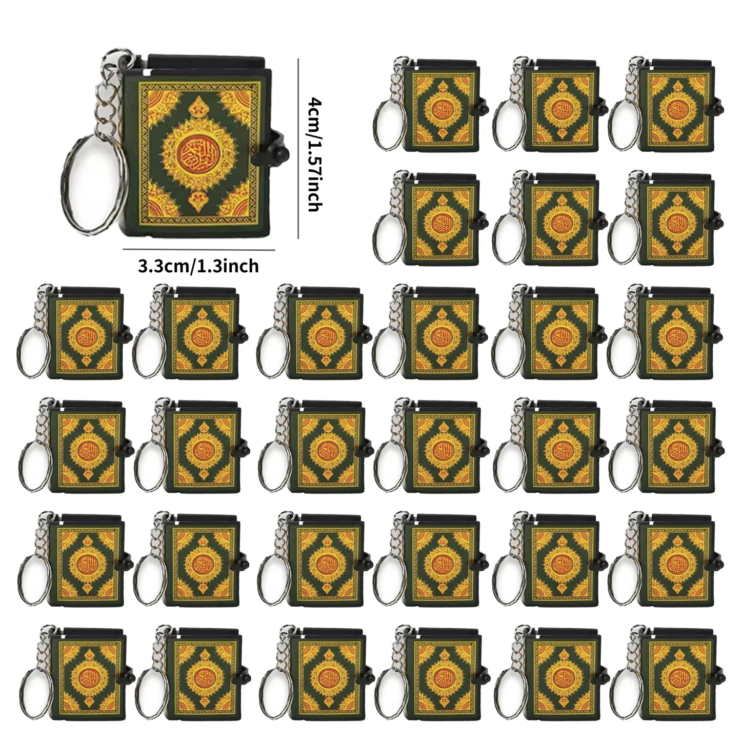 100-24PCS Mini Quran Keychain Book Muslim Islamic Key Chain for Religious Souvenir Gifts RamadanBag Purse Handbag Ornament