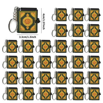 100-24PCS Mini Quran Keychain Book Muslim Islamic Key Chain for Religious Souvenir Gifts RamadanBag Purse Handbag Ornament