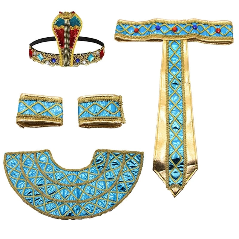 Pharaoh Headpiece, Collar & Wristbands Set – Men's Egyptian Costume Accessories