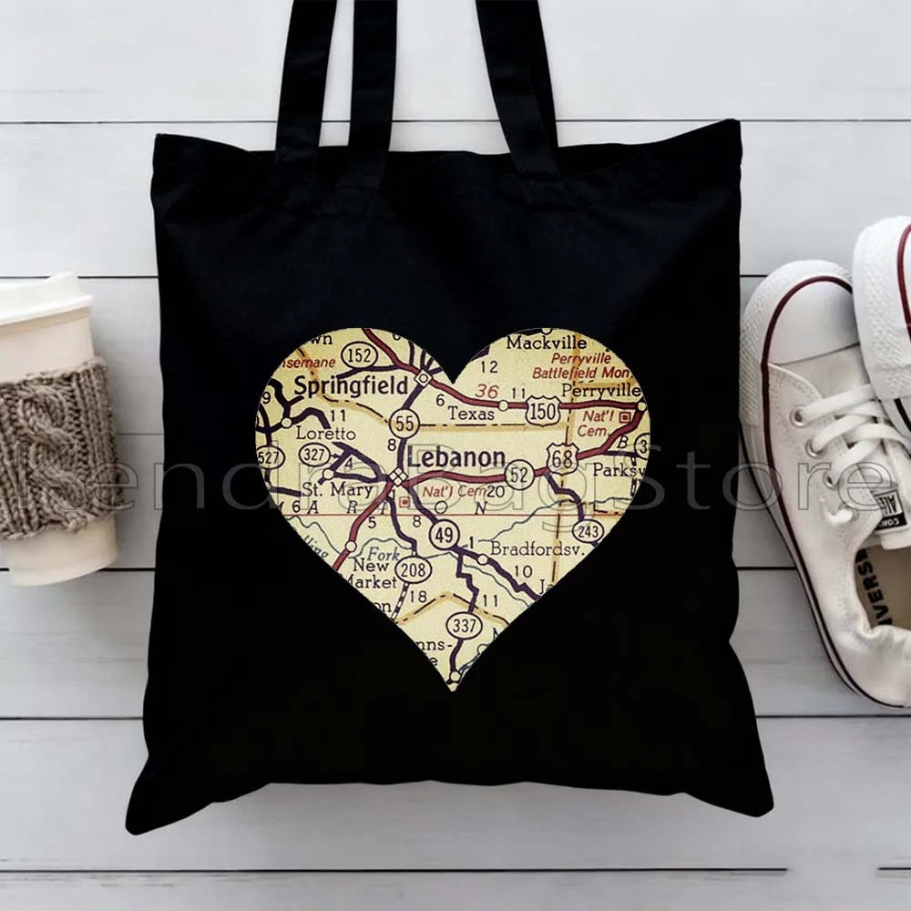 Ya Beirut – Lebanon Flag Heart Canvas Shoulder Tote