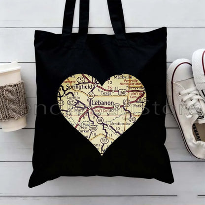 Ya Beirut – Lebanon Flag Heart Canvas Shoulder Tote