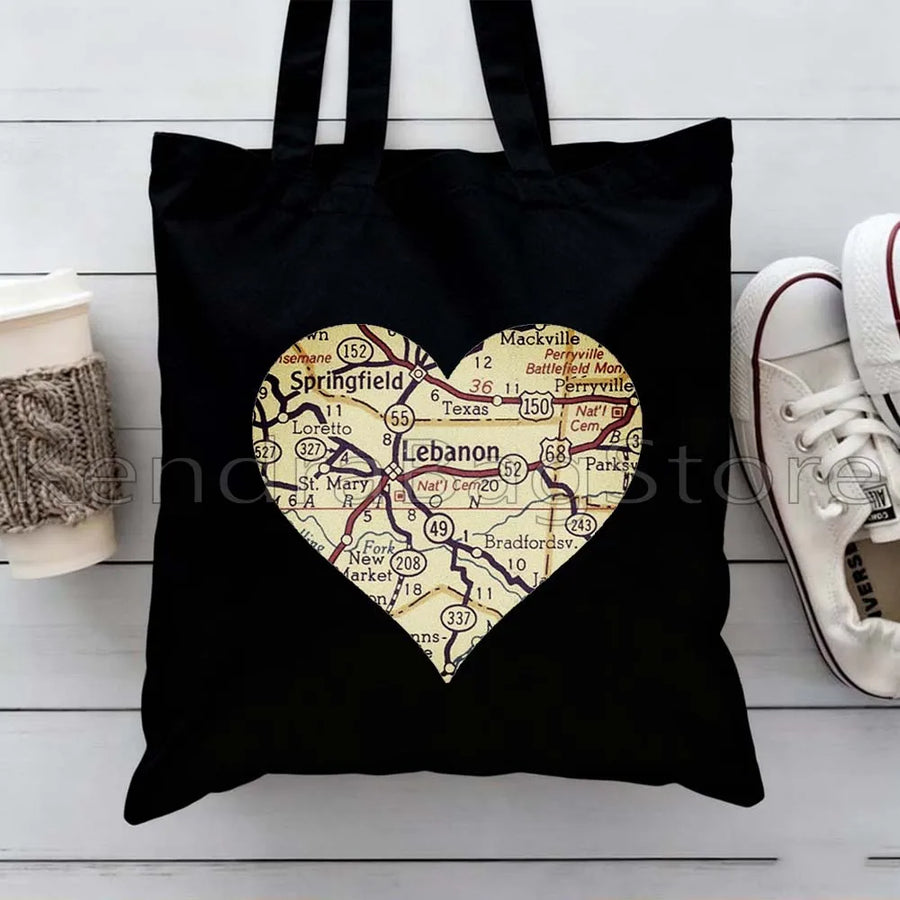Ya Beirut – Lebanon Flag Heart Canvas Shoulder Tote