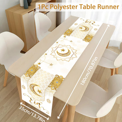 EID Mubarak Decoration Table Runner Ramadan Decor 2024 For Home Tablecloth Ramadan Kareem Islamic Muslim Party Eid Al-Fitr Gifts
