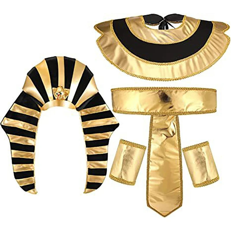 Pharaoh Headpiece, Collar & Wristbands Set – Men's Egyptian Costume Accessories