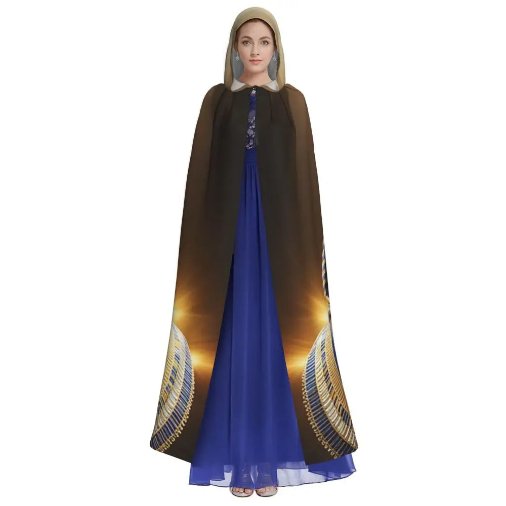 Pharaoh Golden Crown Hooded Cape – Egyptian Cosplay Cloak for Adults
