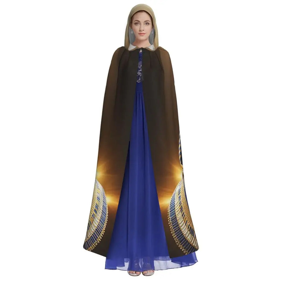 Pharaoh Golden Crown Hooded Cape – Egyptian Cosplay Cloak for Adults