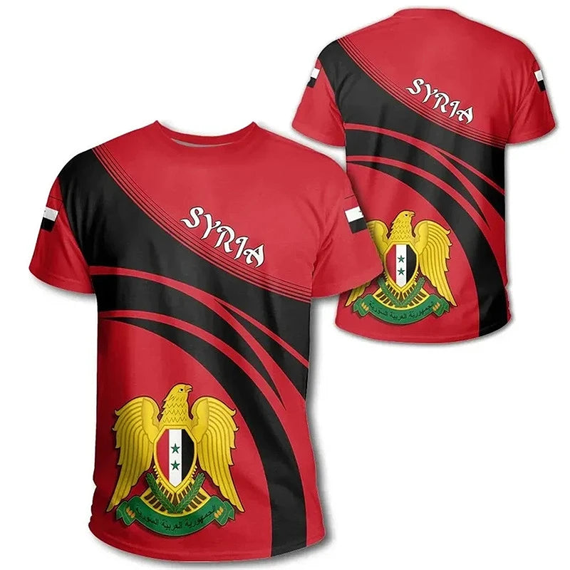 Syria Football Sports T-shirts Men 3d Printed Syrian Graphic Flag Short Sleeves Street Oversized Tees Tops Soccer T-shirts